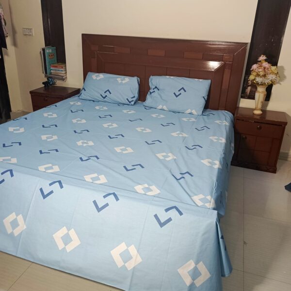 Premium Cotton Bedsheet (N-WH-BLB)