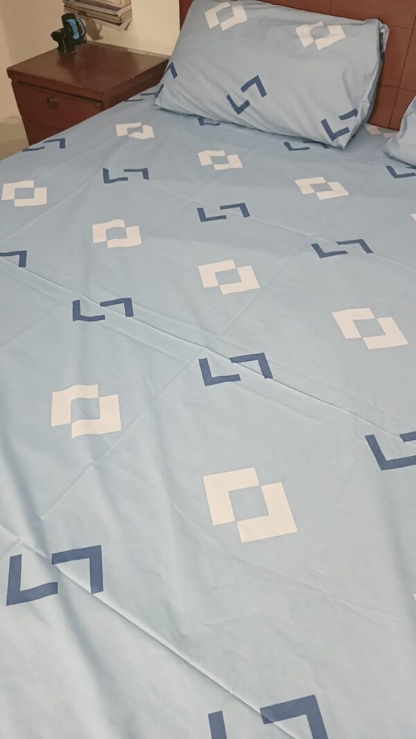 Premium Cotton Bedsheet (N-WH-BLB) - Image 2